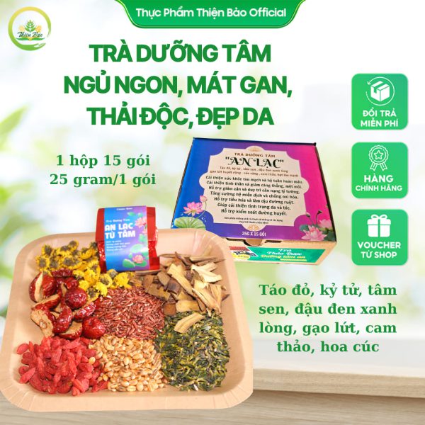 Trà Dưỡng Tâm An Lạc 8 Vị thảo dược thiên nhiên hữu cơ Thiện Bảo