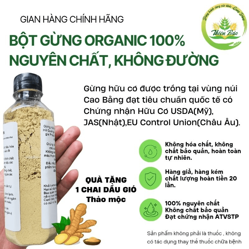 Bột Gừng Hữu Cơ nguyên chất Thiện Bảo